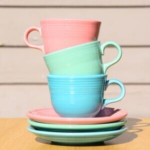 Set of 3 Fiesta Cups and Saucers Total 6 Pieces